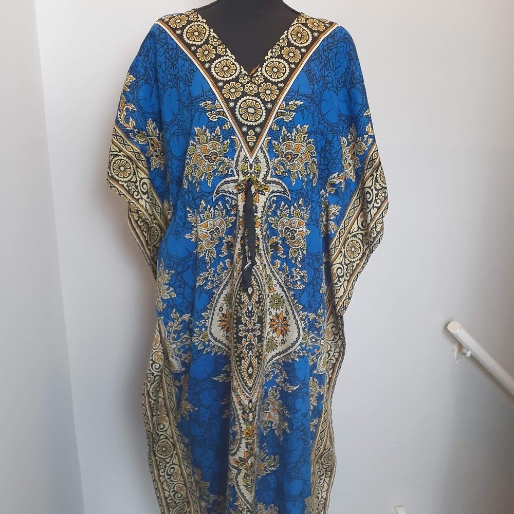 Floral Print Long Caftan Tunic Maxi